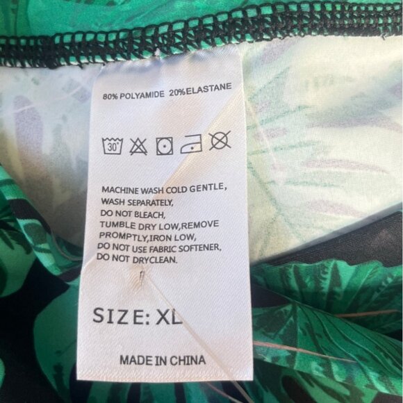 Tropical Leaf Print Swim Skort Skirt Womens XL Green New - Picture 6 of 8